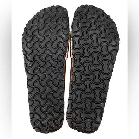 Papillio Birkenstock Birkis Women's Sandals Floral Pink Brown Yellow Sz 8 38 - Picture 7 of 7